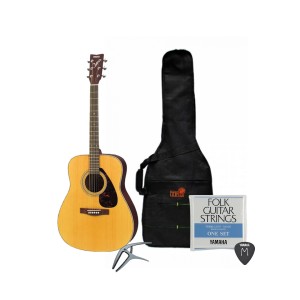 Yamaha F370 Acoustic Folk Guitar - Natural with Case, Capo, String and Pick