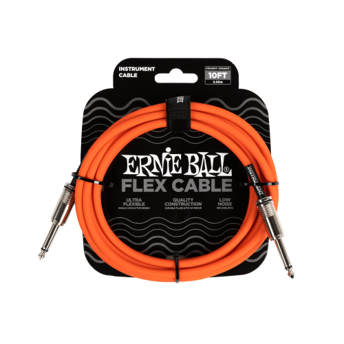 Ernie Ball P06416 Flex Instrument Cable Straight/Straight 10ft - Orange