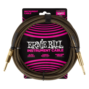 Ernie Ball P06428 Braided Instrument Cable Straight/Straight 10ft - Pay Dirt