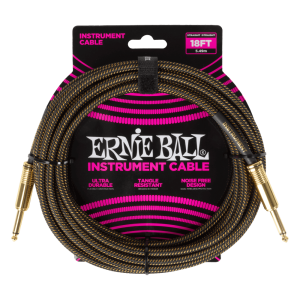 Ernie Ball P06432 Braided Instrument Cable Straight/Straight 18ft - Pay Dirt