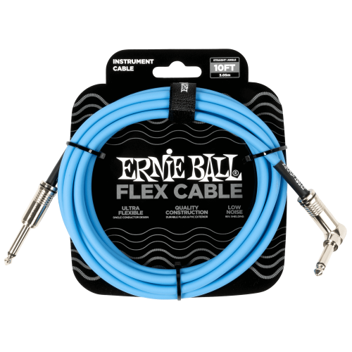 Ernie Ball P06464 Flex Instrument Cable Straight/Angle 10ft - Blue
