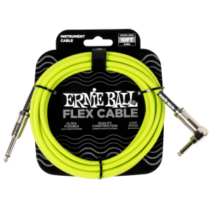 Ernie Ball P06465 Flex Instrument Cable Straight/Angle 10ft - Green
