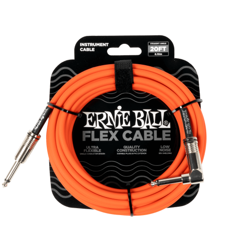 Ernie Ball P06467 Flex Instrument Cable Straight/Angle 20ft - Orange
