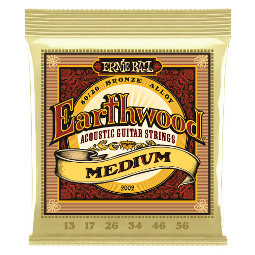 Ernie Ball P02002 Earthwood Medium 80/20 Bronze Acoustic Guitar Strings - 13-56 Gauge