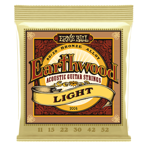 Ernie Ball P02004 Earthwood Light 80/20 Bronze Acoustic Guitar Strings - 11-52 Gauge