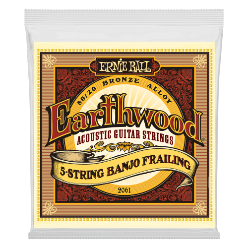 Ernie Ball Earthwood 5-String Banjo Frailing Loop End 80/20 Bronze Acoustic Guitar Strings - 10-24 Gauge