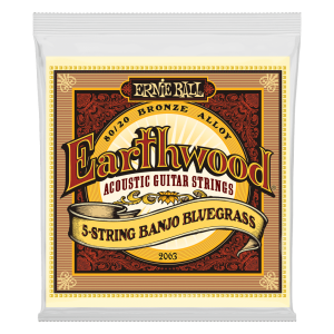 Ernie Ball P02063 - Earthwood 5-String Banjo Bluegrass Loop End 80/20 Bronze Acoustic Guitar Strings - 9-20 Gauge