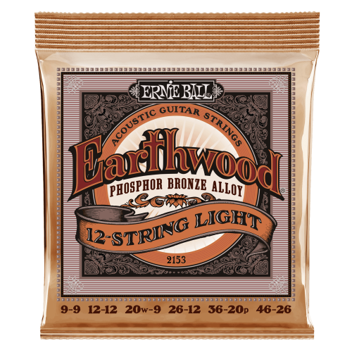 Ernie Ball P02153 Earthwood 12-String Light Phosphor Bronze Acoustic Guitar Strings - 9-46 Gauge