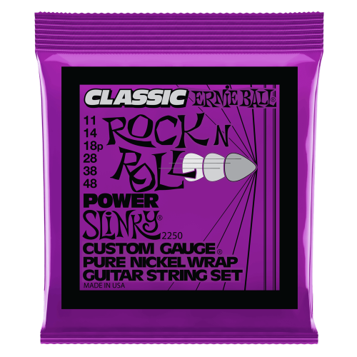 Ernie Ball Power Slinky Classic Rock n Roll Pure Nickel Wrap Electric Guitar Strings - 11-48 Gauge