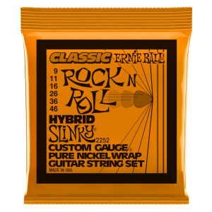 Ernie Ball P02252 - Hybrid Slinky Classic Rock n Roll Pure Nickel Wrap Electric Guitar Strings - 9-46 Gauge