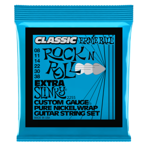 Ernie Ball Extra Slinky Classic Rock n Roll Pure Nickel Wrap Electric Guitar Strings - 8-38 Gauge