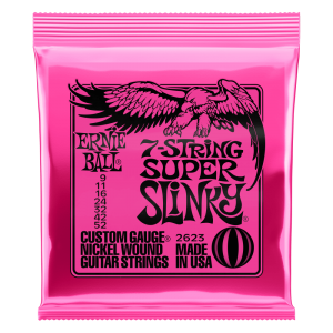 Ernie Ball P02623 - Super Slinky 7-String Nickel Wound Electric Guitar Strings - 9-52 Gauge