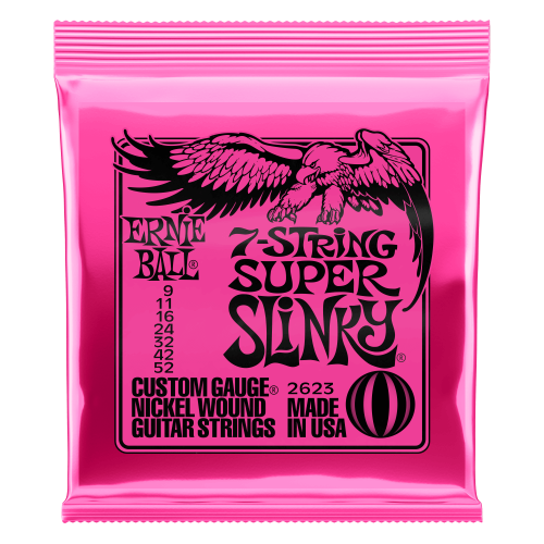 Ernie Ball P02623 - Super Slinky 7-String Nickel Wound Electric Guitar Strings - 9-52 Gauge