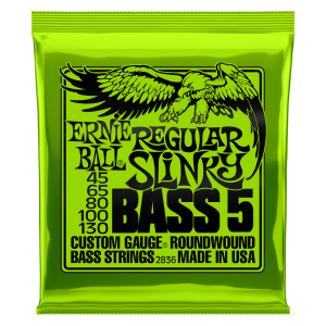 Ernie Ball Regular Slinky 5-String Nickel Wound Electric Bass Strings - 45-130 Gauge - P02836