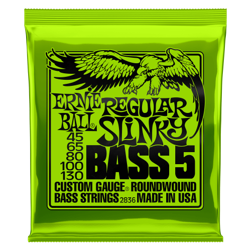 Ernie Ball Regular Slinky 5-String Nickel Wound Electric Bass Strings - 45-130 Gauge - P02836