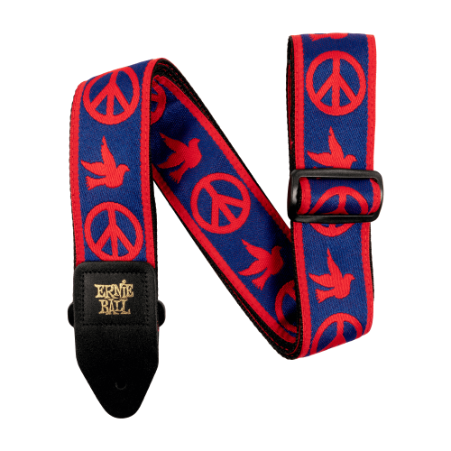 Ernie Ball Red and Blue Peace Love Dove Jacquard Strap - P04698