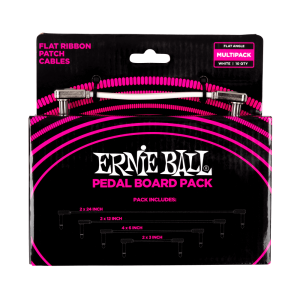 Ernie Ball Flat Ribbon Patch Cables Pedalboard Multi-Pack - White - P06387