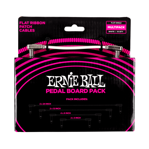 Ernie Ball Flat Ribbon Patch Cables Pedalboard Multi-Pack - White - P06387