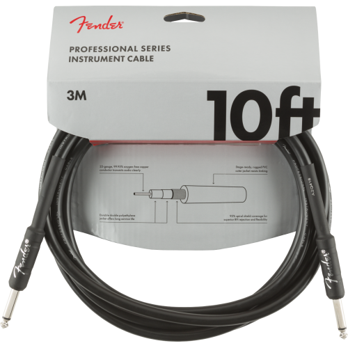 Fender 0990820024 Professional Series Instrument Cable, 10" Straight/Straight - Black