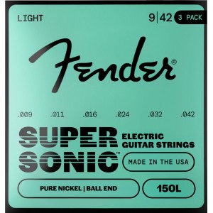 Fender 0730150309 SuperSonic 150L Guitar Strings, Pure Nickel, Ball End, Gauges .009-.042 (3-Pack)