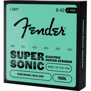 Fender 0730150309 SuperSonic 150L Guitar Strings, Pure Nickel, Ball End, Gauges .009-.042 (3-Pack)