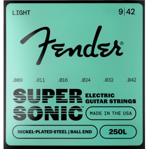 Fender 0730250309 SuperSonic™ 250L Guitar Strings, Nickel-Plated Steel, Ball End, Gauges .009-.042 (3-Pack)
