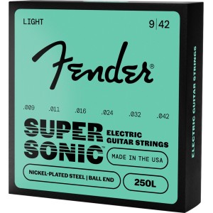 Fender 0730250309 SuperSonic™ 250L Guitar Strings, Nickel-Plated Steel, Ball End, Gauges .009-.042 (3-Pack)