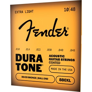 Fender 0730880002 Dura-Tone 880XL Acoustic Guitar Strings, Coated 80/20 Bronze, Gauges .010-.048