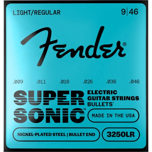 Fender 0733250404 SuperSonic Bullets 3250LR Guitar Strings, Nickel-Plated Steel, Bullet End, Gauges .009-.046
