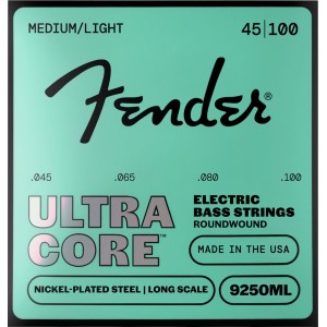 Fender 0737250505 Ultracore 9250ML Bass Strings, Nickel-Plated Steel, Long Scale, Gauges .045-.100, (4)