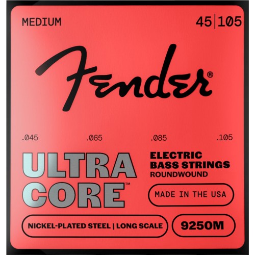 Fender 0737250706 Ultracore 9250M Bass Strings, Nickel-Plated Steel, Long Scale, Gauges .045-.105, (4)