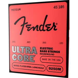 Fender 0737250706 Ultracore 9250M Bass Strings, Nickel-Plated Steel, Long Scale, Gauges .045-.105, (4)