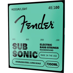 Fender 0737350405 SubSonic 7350ML Bass Strings, Stainless Steel, Long Scale, Gauges .045-.100, (4)