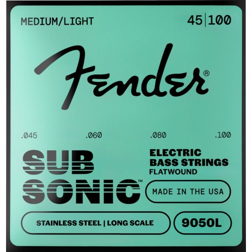 Fender 0739050403 SubSonic 9050L Bass Strings, Flatwound Stainless Steel, Long Scale, Gauges .045-.100, (4)