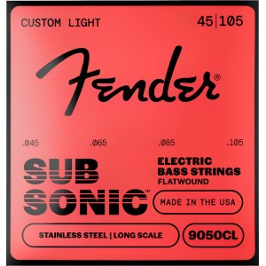Fender 0739050404 SubSonic 9050CL Bass Strings, Flatwound Stainless Steel, Long Scale, Gauges .045-.105, (4)