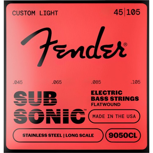 Fender 0739050404 SubSonic 9050CL Bass Strings, Flatwound Stainless Steel, Long Scale, Gauges .045-.105, (4)