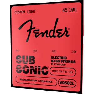 Fender 0739050404 SubSonic 9050CL Bass Strings, Flatwound Stainless Steel, Long Scale, Gauges .045-.105, (4)