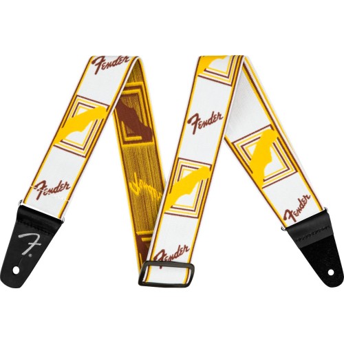 Fender 0990686005 WeighLess Monogram Strap 2" - White/Brown/Yellow