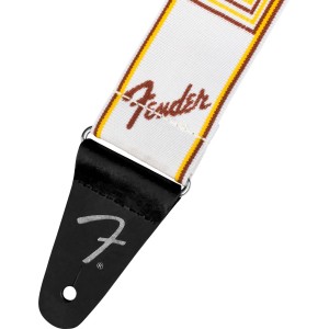 Fender 0990686005 WeighLess Monogram Strap 2" - White/Brown/Yellow