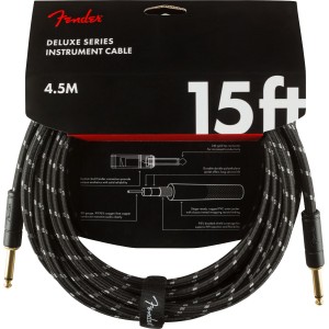 Fender 0990820083 Deluxe Series Instrument Cable, Straight/Straight, 15' - Black Tweed