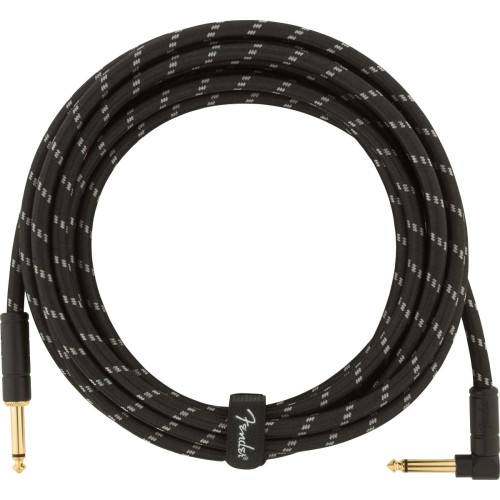 Fender 0990820085 Deluxe Series Instrument Cable, Straight/Angle, 15' - Black Tweed