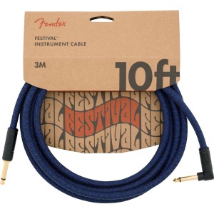 Fender 0990910073 Festival Instrument Cable, Straight/Angle, 10' - Pure Hemp, Blue Dream