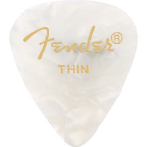 Fender 1980351705 Premium Celluloid 351 Shape Picks, Thin, White Moto, 12-Pack