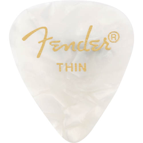 Fender 1980351705 Premium Celluloid 351 Shape Picks, Thin, White Moto, 12-Pack