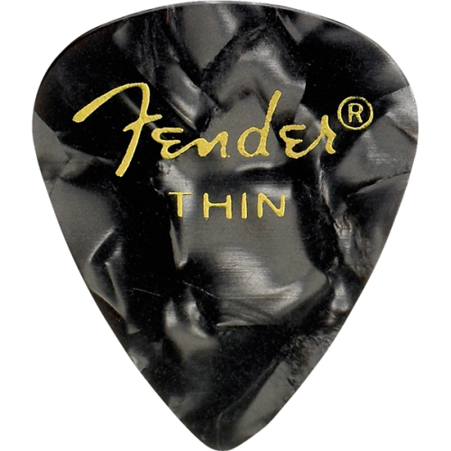 Fender 1980351743 Premium Celluloid 351 Shape Picks, Thin, Black Moto - 12-Pack