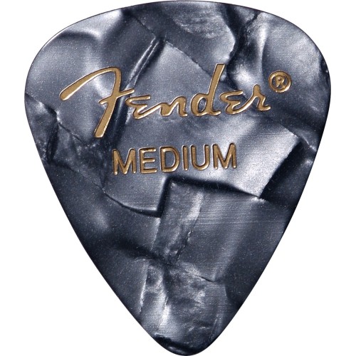 Fender 1980351843 Premium Celluloid 351 Shape Picks, Medium, Black Moto, 12-Pack