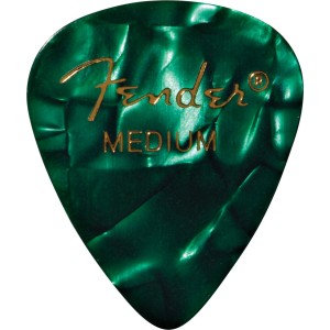 Fender 1980351871 Premium Celluloid 351 Shape Picks, Medium, Green Moto, 12-Pack