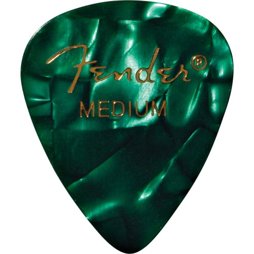 Fender 1980351871 Premium Celluloid 351 Shape Picks, Medium, Green Moto, 12-Pack