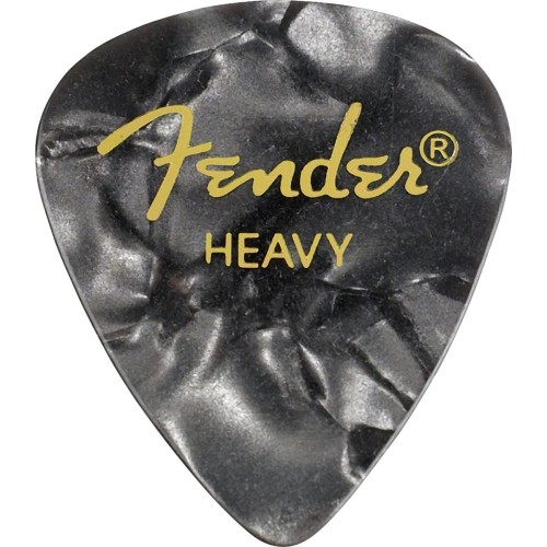 Fender 1980351943 Premium Celluloid 351 Shape Picks, Heavy, Black Moto, 12-Pack