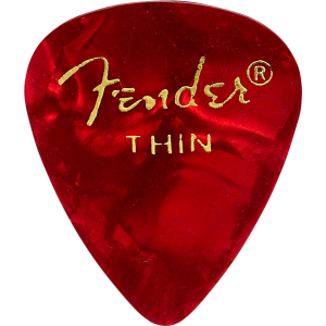 Fender 1982351109 Premium Celluloid 351 Shape Picks, Thin, Red Moto